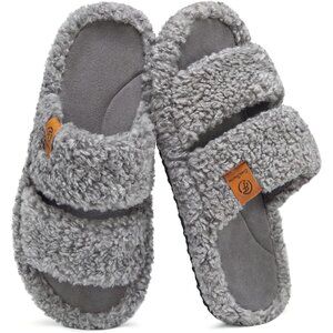 Luxurious Faux Fur & Memory Foam Women's Slippers - Non-Slip Sole, Size 9-10